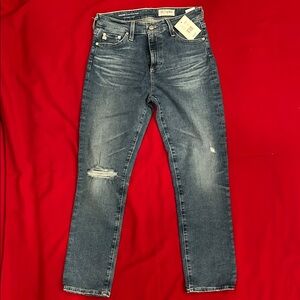 AG NWT MARI Straight Leg Crop Jeans with Distressed Details